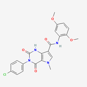 molecular formula C22H19ClN4O5 B6549218 3-(4-chlorophenyl)-N-(2,5-dimethoxyphenyl)-5-methyl-2,4-dioxo-1H,2H,3H,4H,5H-pyrrolo[3,2-d]pyrimidine-7-carboxamide CAS No. 921575-46-4