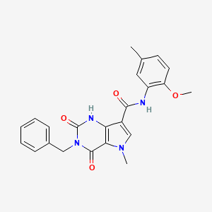 molecular formula C23H22N4O4 B6549229 3-benzyl-N-(2-methoxy-5-methylphenyl)-5-methyl-2,4-dioxo-1H,2H,3H,4H,5H-pyrrolo[3,2-d]pyrimidine-7-carboxamide CAS No. 921808-23-3