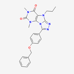 molecular formula C24H24N6O3 B6549255 3-[4-(benzyloxy)phenyl]-5,7-dimethyl-9-propyl-5H,6H,7H,8H,9H-[1,2,4]triazolo[3,4-h]purine-6,8-dione CAS No. 1040664-29-6