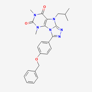 molecular formula C25H26N6O3 B6549263 3-[4-(benzyloxy)phenyl]-5,7-dimethyl-9-(2-methylpropyl)-5H,6H,7H,8H,9H-[1,2,4]triazolo[3,4-h]purine-6,8-dione CAS No. 1040634-49-8