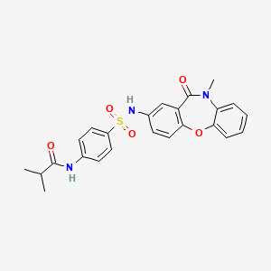 molecular formula C24H23N3O5S B6549271 2-methyl-N-[4-({9-methyl-10-oxo-2-oxa-9-azatricyclo[9.4.0.0^{3,8}]pentadeca-1(11),3(8),4,6,12,14-hexaen-13-yl}sulfamoyl)phenyl]propanamide CAS No. 921919-64-4