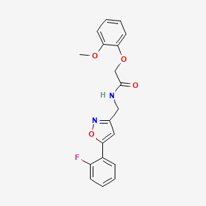 molecular formula C19H17FN2O4 B6549300 N-{[5-(2-fluorophenyl)-1,2-oxazol-3-yl]methyl}-2-(2-methoxyphenoxy)acetamide CAS No. 1040637-56-6