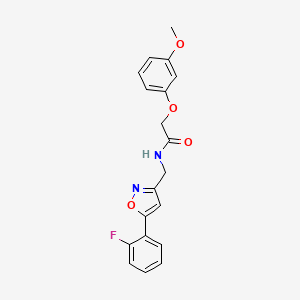 molecular formula C19H17FN2O4 B6549307 N-{[5-(2-fluorophenyl)-1,2-oxazol-3-yl]methyl}-2-(3-methoxyphenoxy)acetamide CAS No. 1040637-63-5