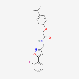 molecular formula C21H21FN2O3 B6549320 N-{[5-(2-fluorophenyl)-1,2-oxazol-3-yl]methyl}-2-[4-(propan-2-yl)phenoxy]acetamide CAS No. 1040637-99-7