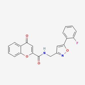 molecular formula C20H13FN2O4 B6549364 N-{[5-(2-fluorophenyl)-1,2-oxazol-3-yl]methyl}-4-oxo-4H-chromene-2-carboxamide CAS No. 1040638-98-9