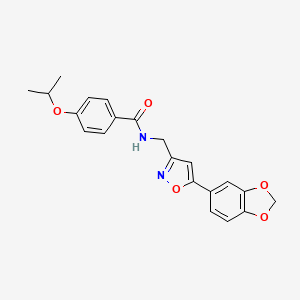 molecular formula C21H20N2O5 B6549390 N-{[5-(2H-1,3-benzodioxol-5-yl)-1,2-oxazol-3-yl]methyl}-4-(propan-2-yloxy)benzamide CAS No. 1040639-44-8