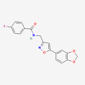 N-{[5-(2H-1,3-benzodioxol-5-yl)-1,2-oxazol-3-yl]methyl}-4-fluorobenzamide