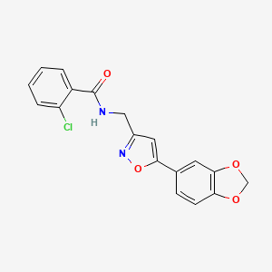 molecular formula C18H13ClN2O4 B6549412 N-{[5-(2H-1,3-benzodioxol-5-yl)-1,2-oxazol-3-yl]methyl}-2-chlorobenzamide CAS No. 1040639-73-3