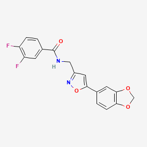 molecular formula C18H12F2N2O4 B6549418 N-{[5-(2H-1,3-benzodioxol-5-yl)-1,2-oxazol-3-yl]methyl}-3,4-difluorobenzamide CAS No. 1040639-81-3