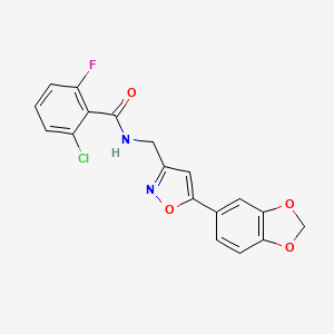 molecular formula C18H12ClFN2O4 B6549420 N-{[5-(2H-1,3-benzodioxol-5-yl)-1,2-oxazol-3-yl]methyl}-2-chloro-6-fluorobenzamide CAS No. 1040639-89-1