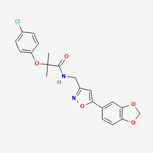 molecular formula C21H19ClN2O5 B6549444 N-{[5-(2H-1,3-benzodioxol-5-yl)-1,2-oxazol-3-yl]methyl}-2-(4-chlorophenoxy)-2-methylpropanamide CAS No. 1040640-42-3