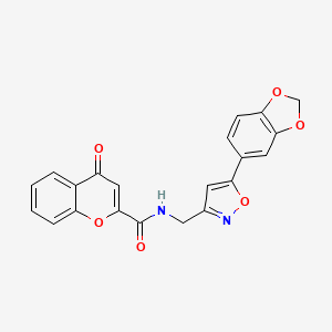 molecular formula C21H14N2O6 B6549526 N-{[5-(2H-1,3-benzodioxol-5-yl)-1,2-oxazol-3-yl]methyl}-4-oxo-4H-chromene-2-carboxamide CAS No. 1040668-03-8