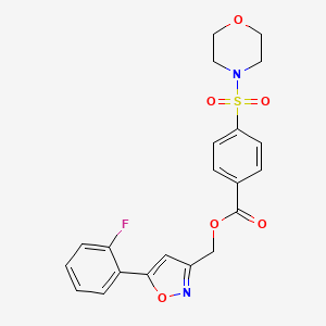 molecular formula C21H19FN2O6S B6549543 [5-(2-fluorophenyl)-1,2-oxazol-3-yl]methyl 4-(morpholine-4-sulfonyl)benzoate CAS No. 1040668-73-2