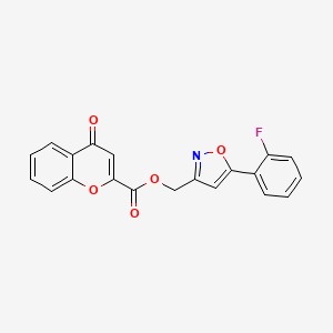 molecular formula C20H12FNO5 B6549549 [5-(2-fluorophenyl)-1,2-oxazol-3-yl]methyl 4-oxo-4H-chromene-2-carboxylate CAS No. 1040669-07-5