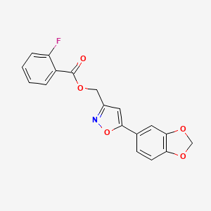 [5-(2H-1,3-benzodioxol-5-yl)-1,2-oxazol-3-yl]methyl 2-fluorobenzoate