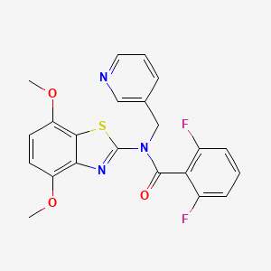 molecular formula C22H17F2N3O3S B6549601 N-(4,7-dimethoxy-1,3-benzothiazol-2-yl)-2,6-difluoro-N-[(pyridin-3-yl)methyl]benzamide CAS No. 895433-10-0