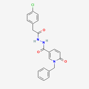 molecular formula C21H18ClN3O3 B6549670 N'-(1-benzyl-6-oxo-1,6-dihydropyridine-3-carbonyl)-2-(4-chlorophenyl)acetohydrazide CAS No. 1040663-43-1