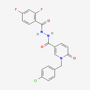 molecular formula C20H14ClF2N3O3 B6549711 N'-{1-[(4-chlorophenyl)methyl]-6-oxo-1,6-dihydropyridine-3-carbonyl}-2,4-difluorobenzohydrazide CAS No. 1040664-52-5