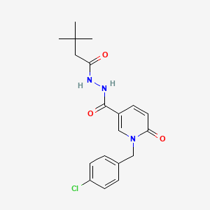 molecular formula C19H22ClN3O3 B6549730 1-[(4-chlorophenyl)methyl]-N'-(3,3-dimethylbutanoyl)-6-oxo-1,6-dihydropyridine-3-carbohydrazide CAS No. 1040664-81-0