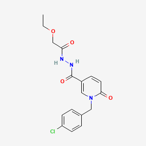 molecular formula C17H18ClN3O4 B6549750 1-[(4-chlorophenyl)methyl]-N'-(2-ethoxyacetyl)-6-oxo-1,6-dihydropyridine-3-carbohydrazide CAS No. 1040665-05-1