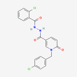 2-chloro-N'-{1-[(4-chlorophenyl)methyl]-6-oxo-1,6-dihydropyridine-3-carbonyl}benzohydrazide