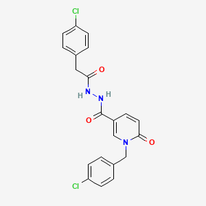 molecular formula C21H17Cl2N3O3 B6549779 2-(4-chlorophenyl)-N'-{1-[(4-chlorophenyl)methyl]-6-oxo-1,6-dihydropyridine-3-carbonyl}acetohydrazide CAS No. 1040665-95-9