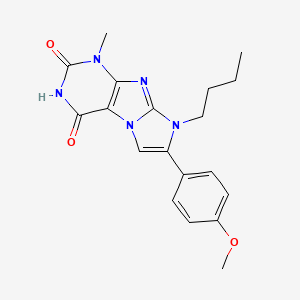 molecular formula C19H21N5O3 B6549801 8-butyl-7-(4-methoxyphenyl)-1-methyl-1H,2H,3H,4H,8H-imidazo[1,2-g]purine-2,4-dione CAS No. 1040666-51-0