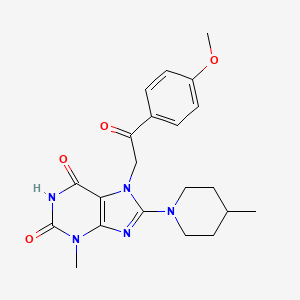 molecular formula C21H25N5O4 B6549830 7-[2-(4-methoxyphenyl)-2-oxoethyl]-3-methyl-8-(4-methylpiperidin-1-yl)-2,3,6,7-tetrahydro-1H-purine-2,6-dione CAS No. 1040667-42-2