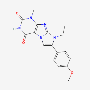 molecular formula C17H17N5O3 B6549850 8-ethyl-7-(4-methoxyphenyl)-1-methyl-1H,2H,3H,4H,8H-imidazo[1,2-g]purine-2,4-dione CAS No. 1040667-66-0