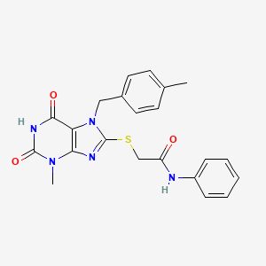 2-({3-methyl-7-[(4-methylphenyl)methyl]-2,6-dioxo-2,3,6,7-tetrahydro-1H-purin-8-yl}sulfanyl)-N-phenylacetamide