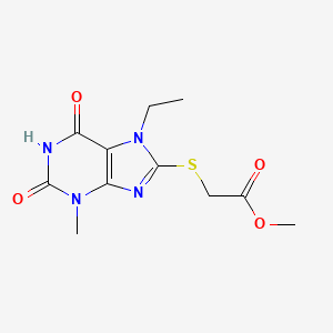 molecular formula C11H14N4O4S B6549914 methyl 2-[(7-ethyl-3-methyl-2,6-dioxo-2,3,6,7-tetrahydro-1H-purin-8-yl)sulfanyl]acetate CAS No. 1040668-84-5