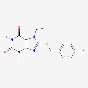 molecular formula C15H15FN4O2S B6549923 7-ethyl-8-{[(4-fluorophenyl)methyl]sulfanyl}-3-methyl-2,3,6,7-tetrahydro-1H-purine-2,6-dione CAS No. 1040668-97-0