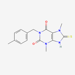 molecular formula C15H16N4O2S B6549936 3,7-dimethyl-1-[(4-methylphenyl)methyl]-8-sulfanyl-2,3,6,7-tetrahydro-1H-purine-2,6-dione CAS No. 1040669-23-5