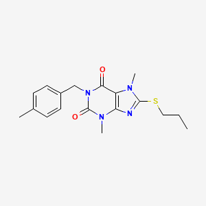 molecular formula C18H22N4O2S B6549955 3,7-dimethyl-1-[(4-methylphenyl)methyl]-8-(propylsulfanyl)-2,3,6,7-tetrahydro-1H-purine-2,6-dione CAS No. 1040640-88-7