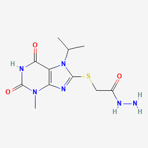 molecular formula C11H16N6O3S B6549969 2-{[3-methyl-2,6-dioxo-7-(propan-2-yl)-2,3,6,7-tetrahydro-1H-purin-8-yl]sulfanyl}acetohydrazide CAS No. 1040640-67-2