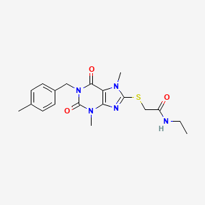 molecular formula C19H23N5O3S B6550016 2-({3,7-dimethyl-1-[(4-methylphenyl)methyl]-2,6-dioxo-2,3,6,7-tetrahydro-1H-purin-8-yl}sulfanyl)-N-ethylacetamide CAS No. 1040641-58-4