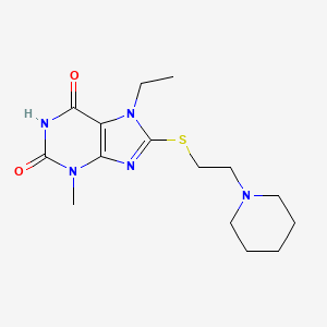 7-ethyl-3-methyl-8-{[2-(piperidin-1-yl)ethyl]sulfanyl}-2,3,6,7-tetrahydro-1H-purine-2,6-dione