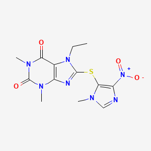 7-ethyl-1,3-dimethyl-8-[(1-methyl-4-nitro-1H-imidazol-5-yl)sulfanyl]-2,3,6,7-tetrahydro-1H-purine-2,6-dione