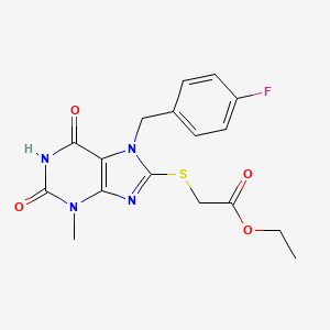 ethyl 2-({7-[(4-fluorophenyl)methyl]-3-methyl-2,6-dioxo-2,3,6,7-tetrahydro-1H-purin-8-yl}sulfanyl)acetate