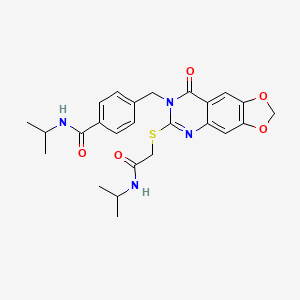 4-{[8-oxo-6-({[(propan-2-yl)carbamoyl]methyl}sulfanyl)-2H,7H,8H-[1,3]dioxolo[4,5-g]quinazolin-7-yl]methyl}-N-(propan-2-yl)benzamide