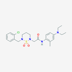 molecular formula C23H31ClN4O3S B6550129 2-{6-[(2-chlorophenyl)methyl]-1,1-dioxo-1lambda6,2,6-thiadiazinan-2-yl}-N-[4-(diethylamino)-2-methylphenyl]acetamide CAS No. 1040672-43-2