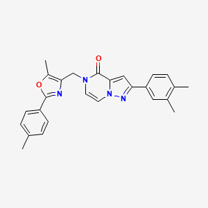 2-(3,4-dimethylphenyl)-5-{[5-methyl-2-(4-methylphenyl)-1,3-oxazol-4-yl]methyl}-4H,5H-pyrazolo[1,5-a]pyrazin-4-one