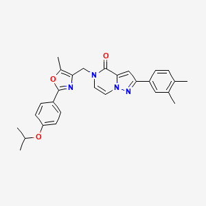 2-(3,4-dimethylphenyl)-5-({5-methyl-2-[4-(propan-2-yloxy)phenyl]-1,3-oxazol-4-yl}methyl)-4H,5H-pyrazolo[1,5-a]pyrazin-4-one