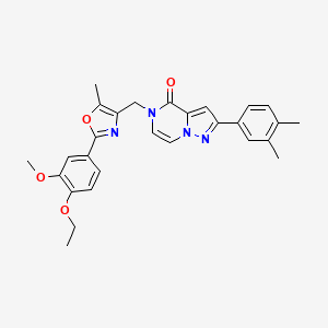 2-(3,4-dimethylphenyl)-5-{[2-(4-ethoxy-3-methoxyphenyl)-5-methyl-1,3-oxazol-4-yl]methyl}-4H,5H-pyrazolo[1,5-a]pyrazin-4-one