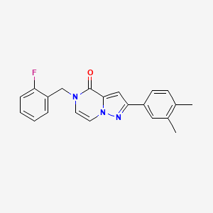 molecular formula C21H18FN3O B6550208 2-(3,4-dimethylphenyl)-5-[(2-fluorophenyl)methyl]-4H,5H-pyrazolo[1,5-a]pyrazin-4-one CAS No. 1040674-06-3