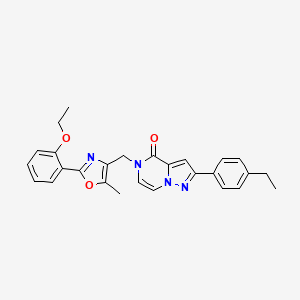 molecular formula C27H26N4O3 B6550251 5-{[2-(2-ethoxyphenyl)-5-methyl-1,3-oxazol-4-yl]methyl}-2-(4-ethylphenyl)-4H,5H-pyrazolo[1,5-a]pyrazin-4-one CAS No. 1040674-84-7