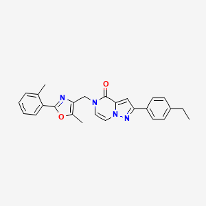 molecular formula C26H24N4O2 B6550258 2-(4-ethylphenyl)-5-{[5-methyl-2-(2-methylphenyl)-1,3-oxazol-4-yl]methyl}-4H,5H-pyrazolo[1,5-a]pyrazin-4-one CAS No. 1040674-91-6