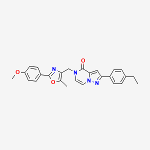 molecular formula C26H24N4O3 B6550261 2-(4-ethylphenyl)-5-{[2-(4-methoxyphenyl)-5-methyl-1,3-oxazol-4-yl]methyl}-4H,5H-pyrazolo[1,5-a]pyrazin-4-one CAS No. 1040675-12-4