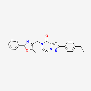 molecular formula C25H22N4O2 B6550264 2-(4-ethylphenyl)-5-[(5-methyl-2-phenyl-1,3-oxazol-4-yl)methyl]-4H,5H-pyrazolo[1,5-a]pyrazin-4-one CAS No. 1040675-05-5