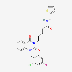 molecular formula C25H23ClFN3O3S B6550297 5-{1-[(2-chloro-4-fluorophenyl)methyl]-2,4-dioxo-1,2,3,4-tetrahydroquinazolin-3-yl}-N-[(thiophen-2-yl)methyl]pentanamide CAS No. 1040675-75-9